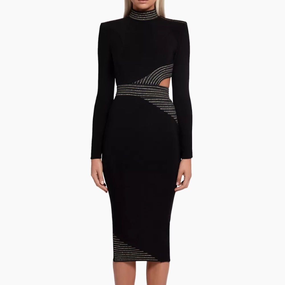 Zhivago Black and Gold Midi Dress